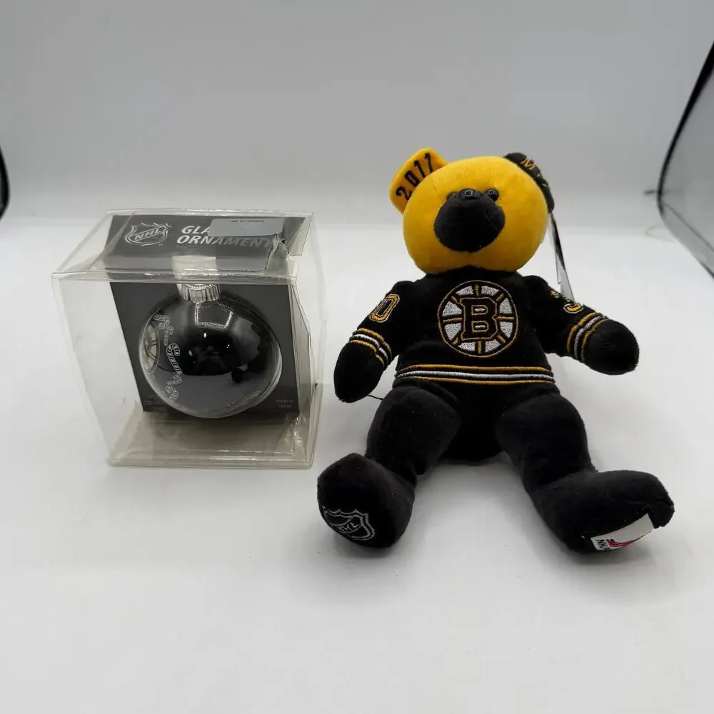 Boston Bruins Fan Merchandise Bundle-Youth Hoodie, Pillow Pet,Foam Puck Hat Lot⁠